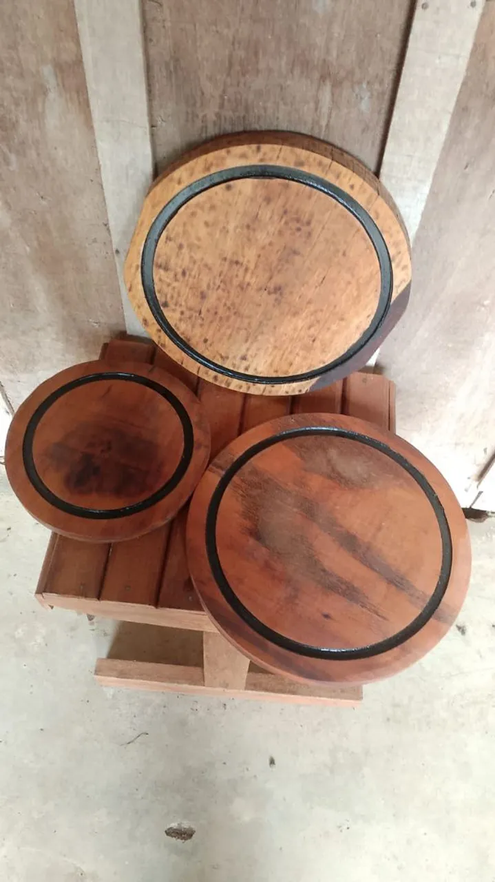 Jogo de 3 Peças de Madeira para Decoração