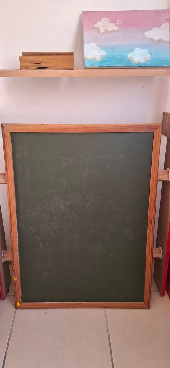 Lousa Quadro Verde Escolar 80x60 C/ Giz Apagador Porta Giz