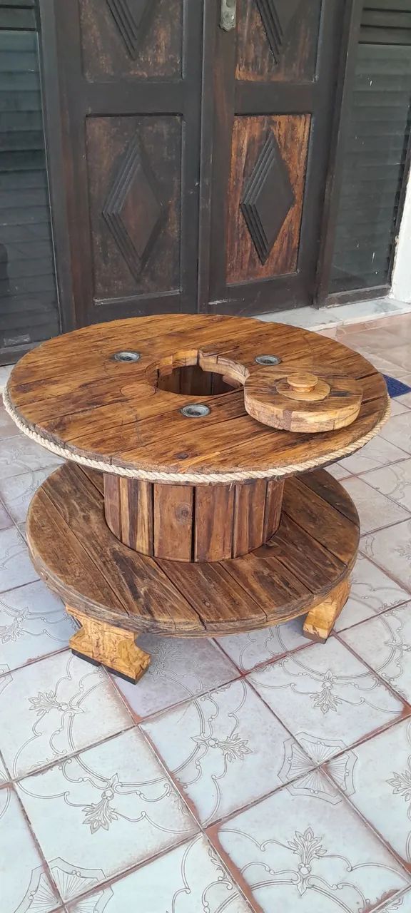 Mesa centro de carretel com compartimento secreto para guardar o que queira . - Foto 2