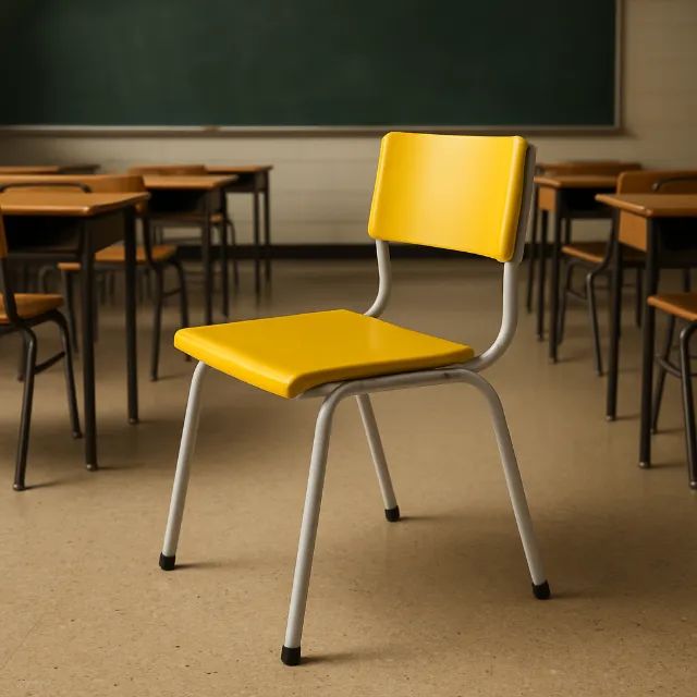 Cadeira Escolar Infantil Amarelo Confortável e Durável Modelo 41099