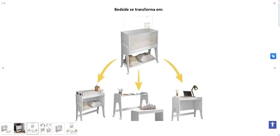 Mini Berço com Colchão Multifuncional 4 em 1 - Branco - Foto 4