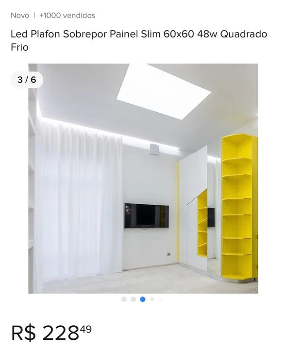 SUPER Painel de Sobrepor LED Slim 60x60cm 48W - Quadrado - Branco Frio - Foto 2