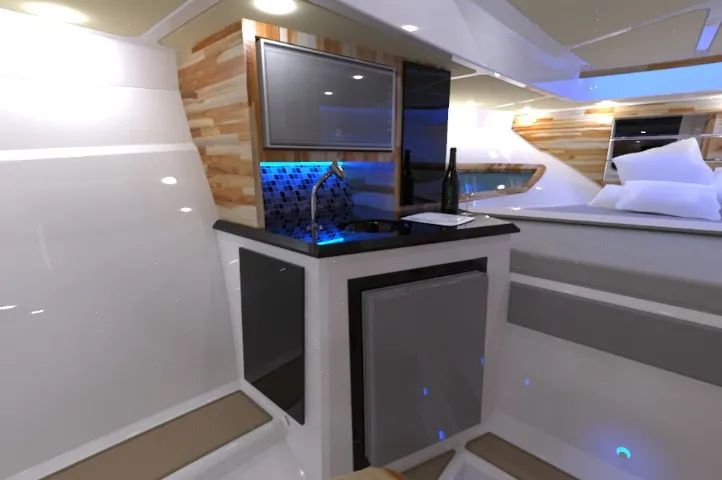 Lancha NHD 340 (32.5 nomenclatura internacional) com parelha popa Mercury 250hp 4T - Zero - Foto 8