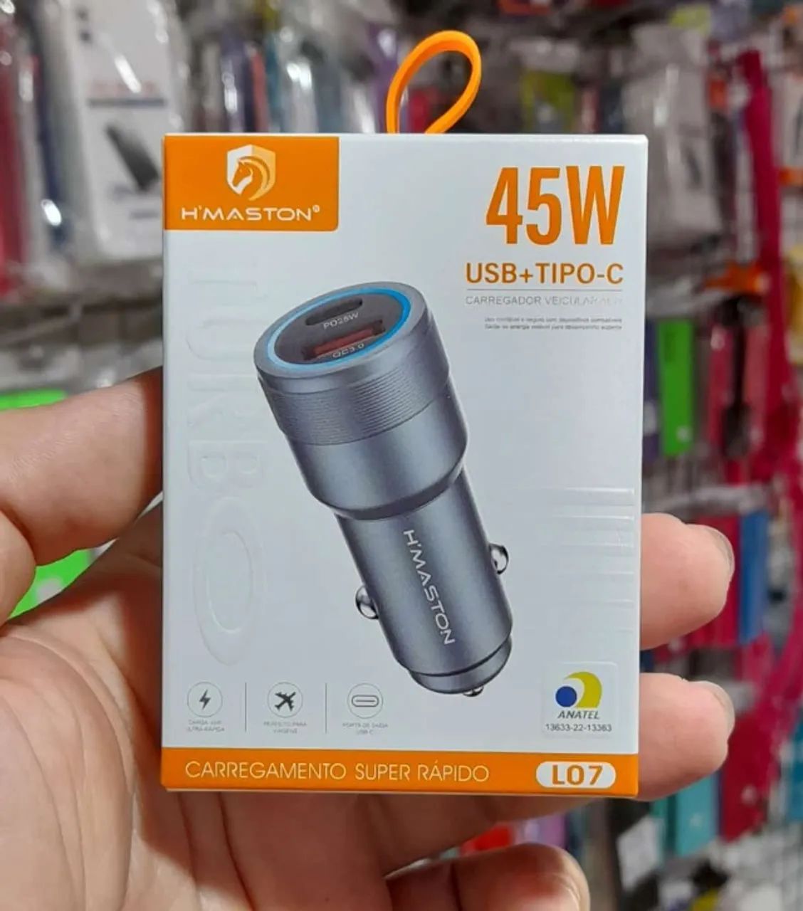 Carregador Para Carro 2 em 1 Usb+Tipo C