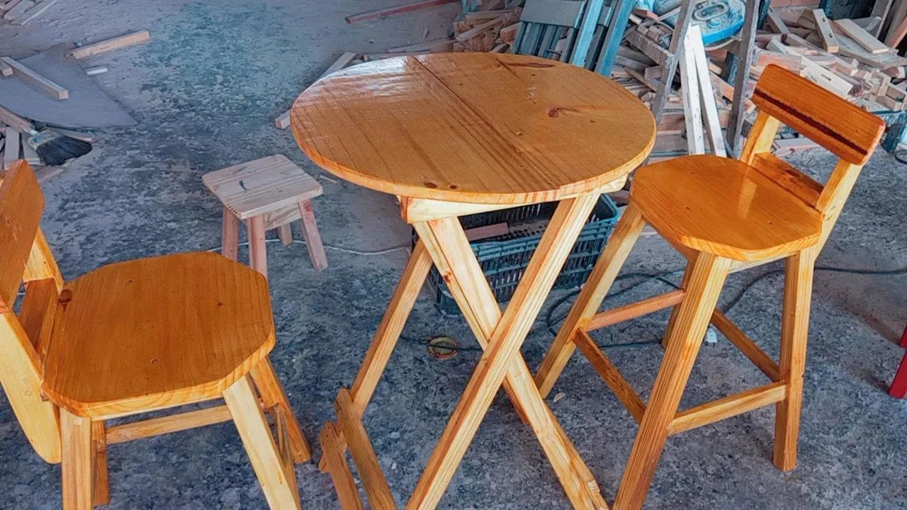 Mesa dobrável de madeira - Foto 4