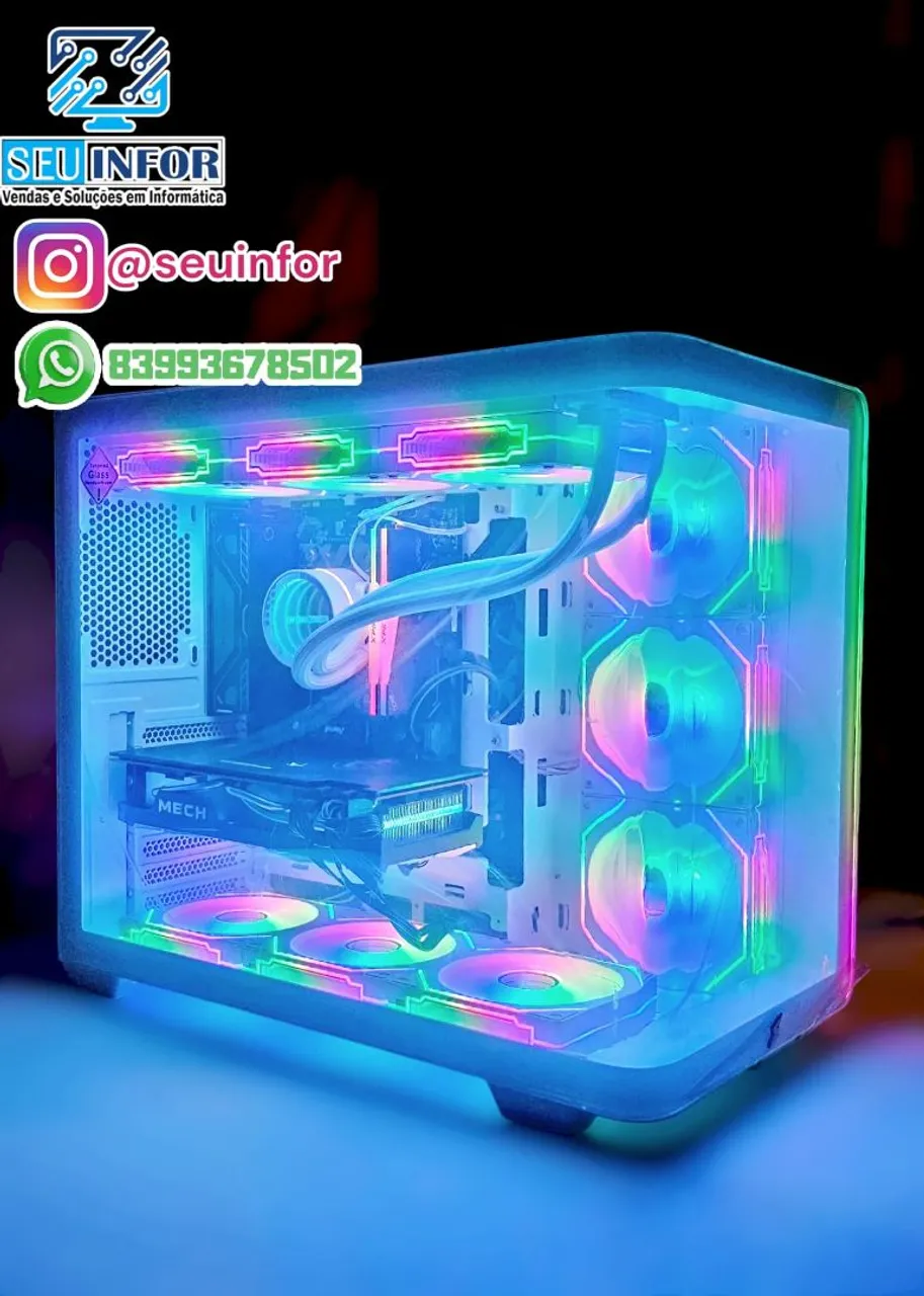 Gabinete Gamer com Ryzen 5 8600G-RX 6750 XT 12GB MSI MECH- 32GB DDR5 6000MHz-NVMe 1tera