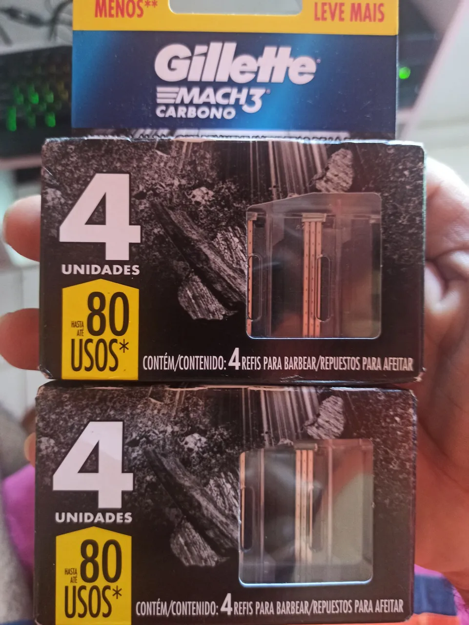 Gillette Mach3 Carbono - 2 Refis com 4 unidades