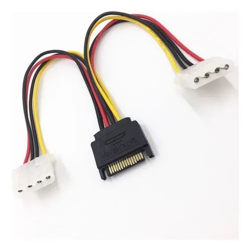 Cabo Y Adaptador 1 Sata Macho Para 2 Ide Molex Fêmea - Foto 2