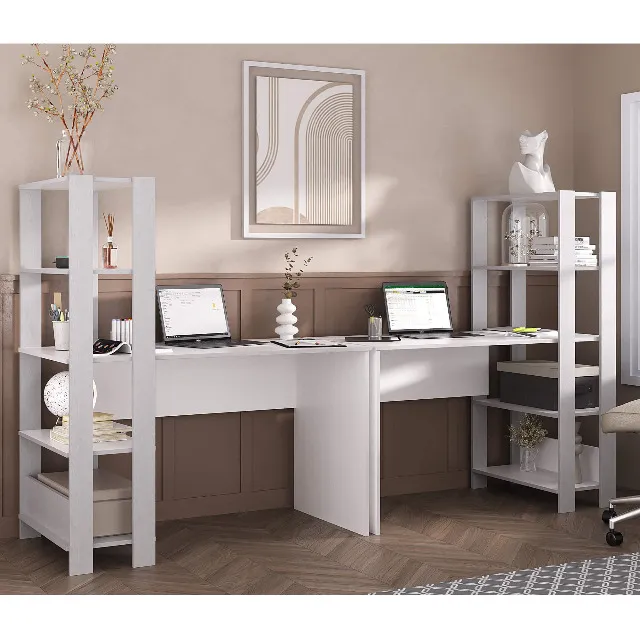 NOVA | Kit com 2 Escrivaninhas Com Estante Mesa 120cm 3 opções de cores | Fazemos Entrega