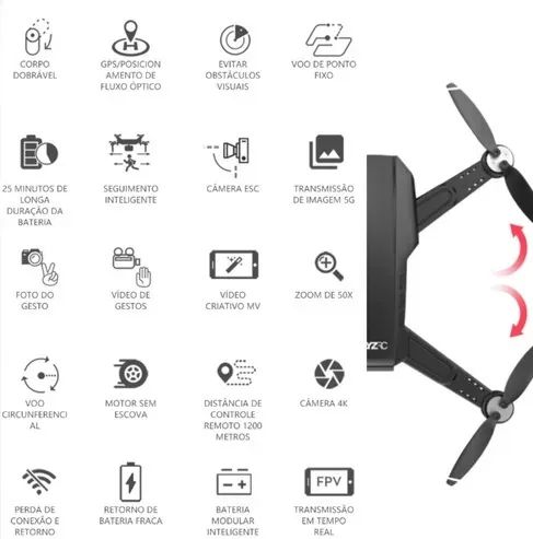 [VENDA/TROCA*] Drone L900 Pro Se 4k Motor Brushless Gps 1,2km 25m Cor Laranja - Novo - Foto 5