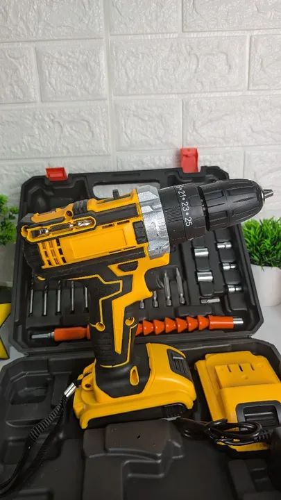 Furadeira e Parafusadeira 21v Impacto kit completo 2 baterias