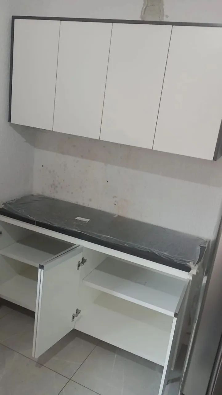 Conjunto balcão + aéreo 1.50 branco com preto - Foto 3
