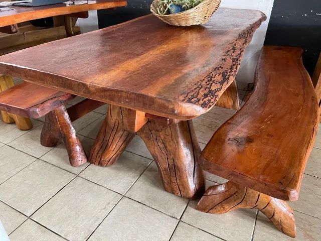 Mesas Artesanais rusticas em madeira pura 3mts - Foto 5