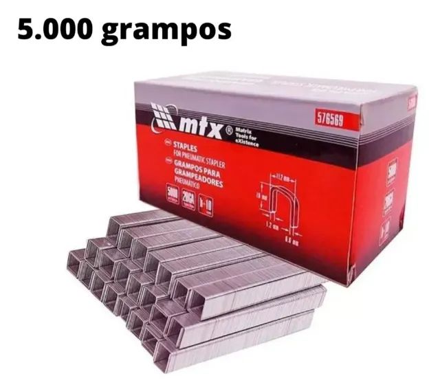 Grampos 10mm Caixa c/ 5000 Para Grampeador Pneumático MTX - Foto 2