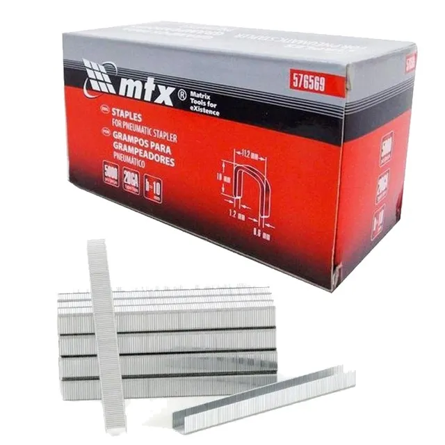 Grampos 10mm Caixa c/ 5000 Para Grampeador Pneumático MTX