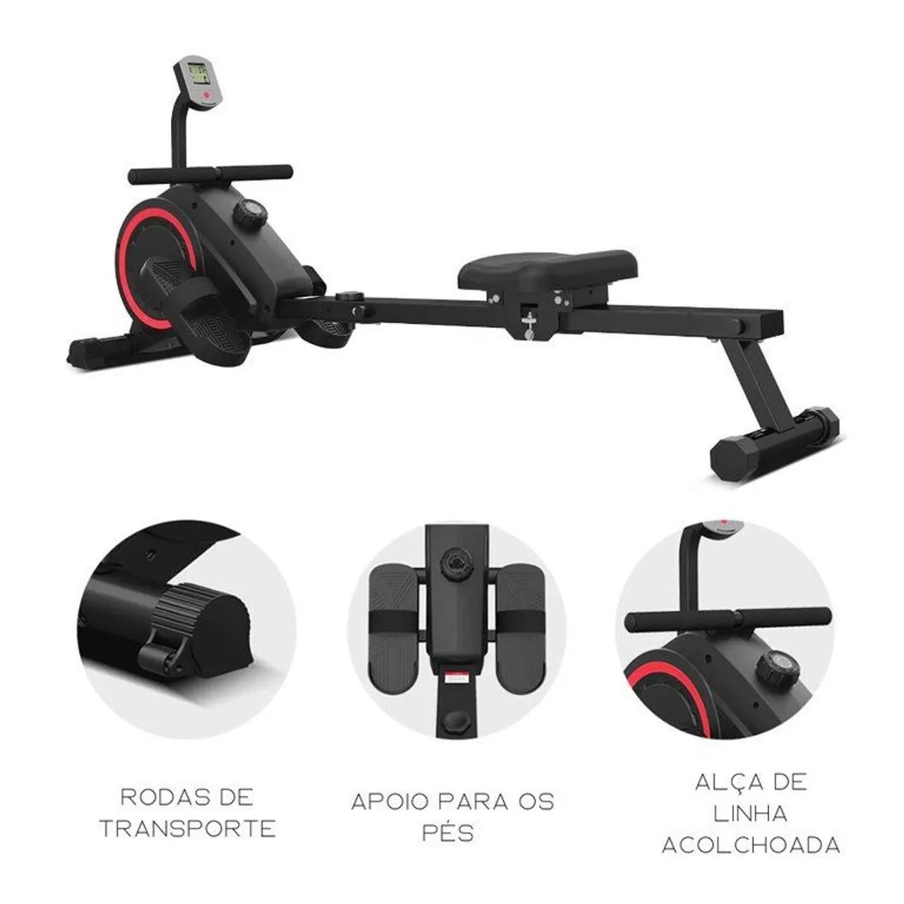 raparelho remada simulador de remo bonafit preto - Foto 3