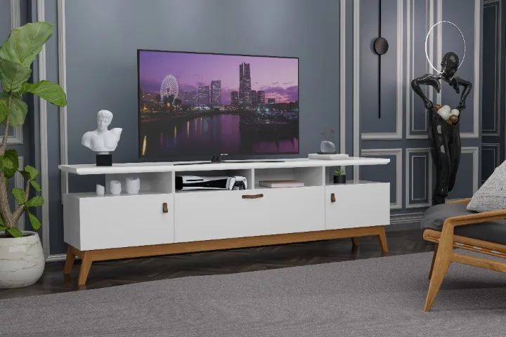 RACK PARA TV 1.80m RETRÔ 3 ABS 3 PORTAS VÁRIAS CORES = FRETE + MONTAGEM GRÁTIS! - Foto 2