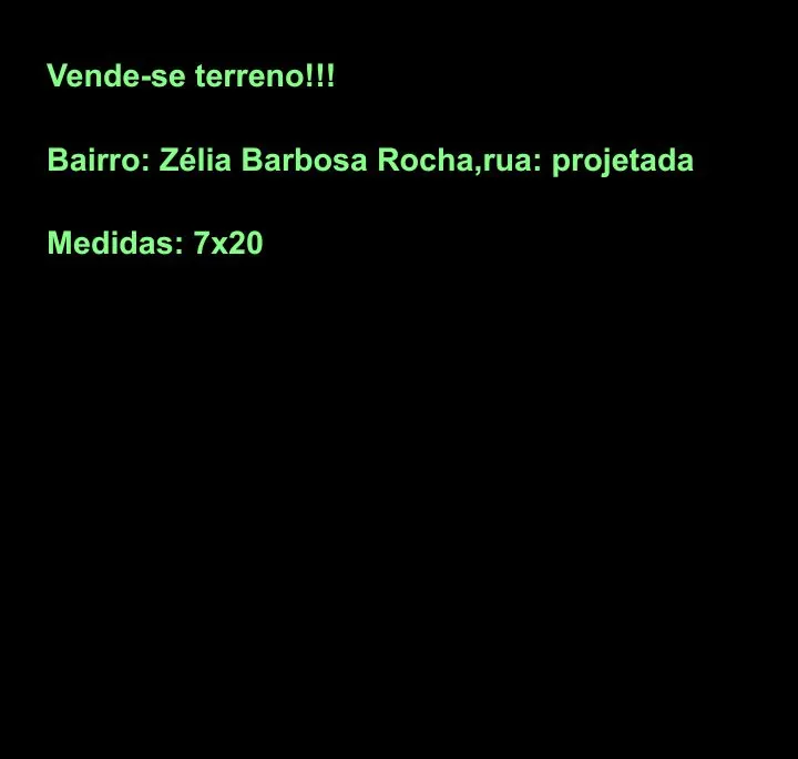 Vende-se terreno no bairro Zélia Barbosa