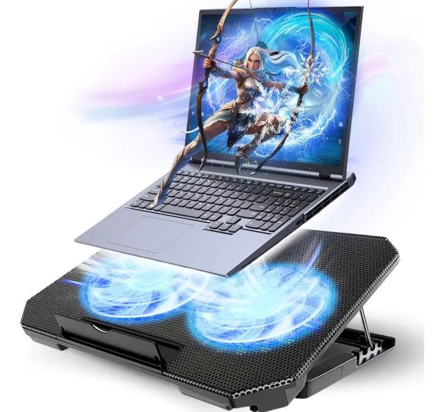 Base Suporte Notebook Com Ventilação Dupla Ângulo Regulável 12 a 17 Polegadas - Foto 2