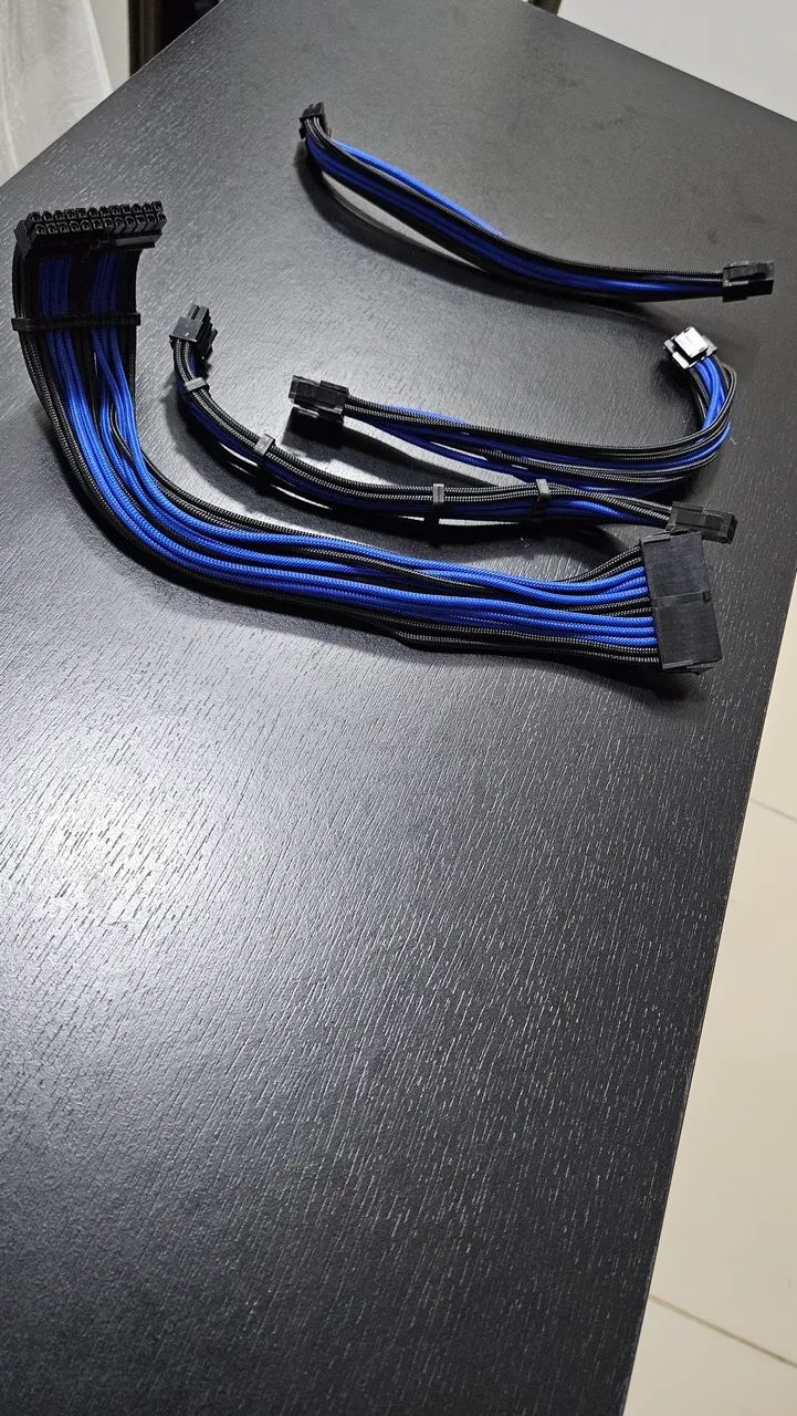 Kit 4 Cabos Sleeved Extensor Fonte Atx Gpu Eps Pci-e