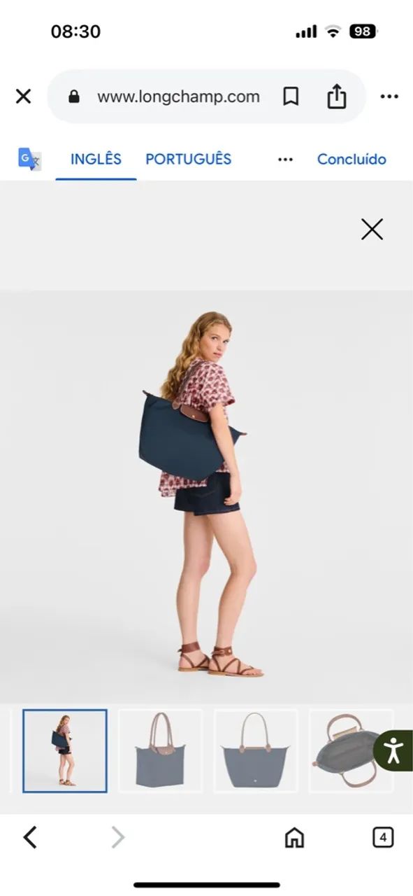 Bolsa Longchamp Verde com Detalhes em Couro - Foto 3