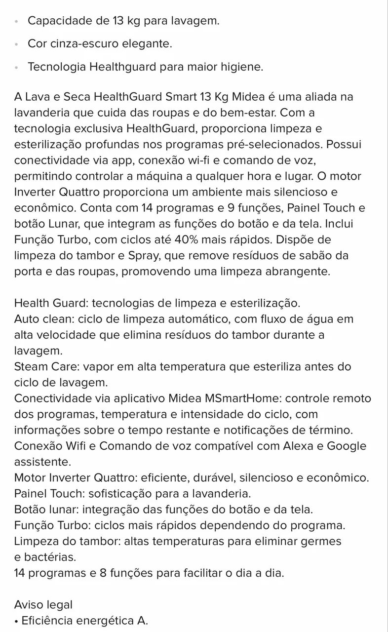Lava e Seca Titanium 13 kg Cinza escuro Midea - Foto 4