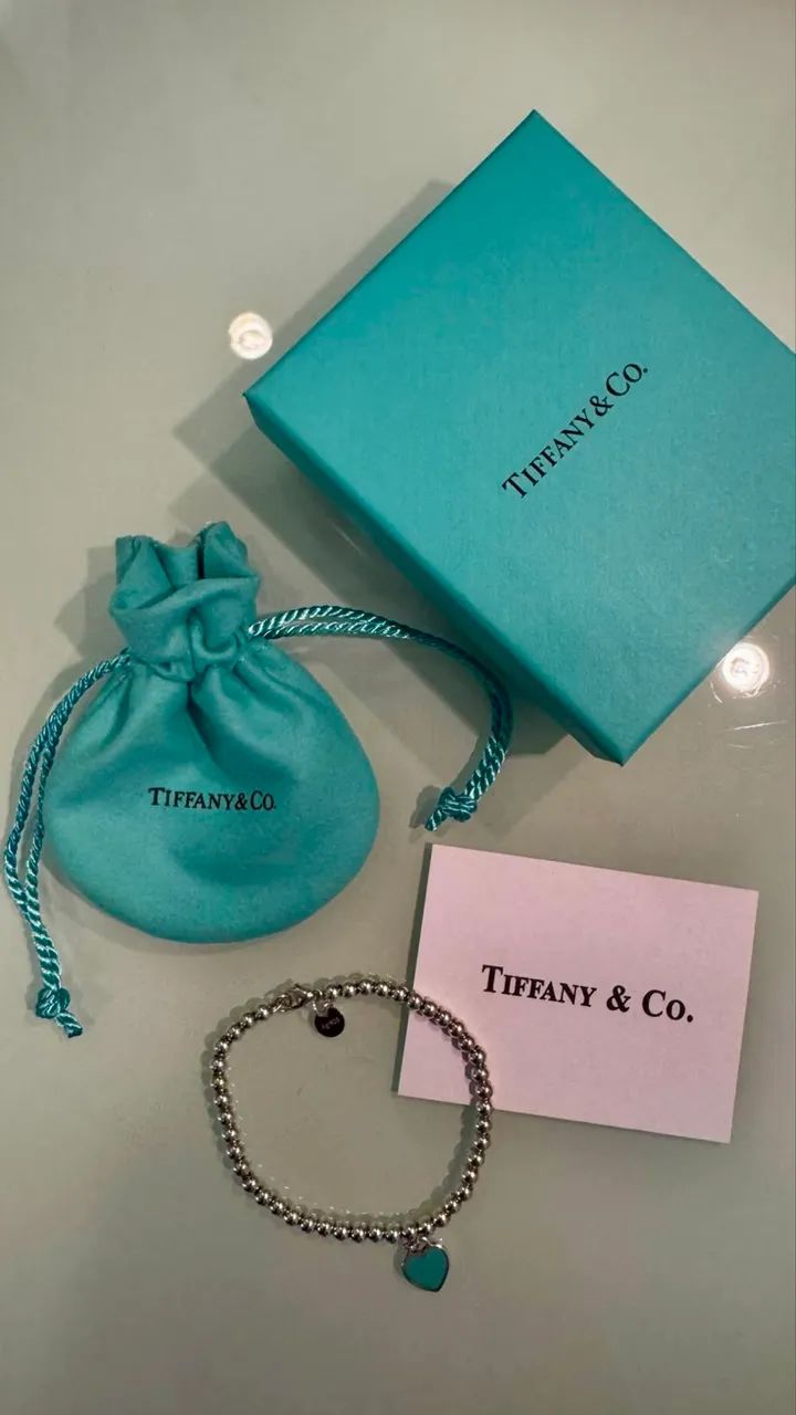 Pulseira Original Tiffany & Co. de bolinhas, com pingente de coração - Foto 3