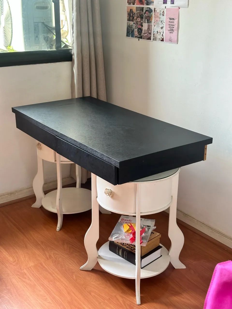Mesa Escritório 2 Gavetas Preta