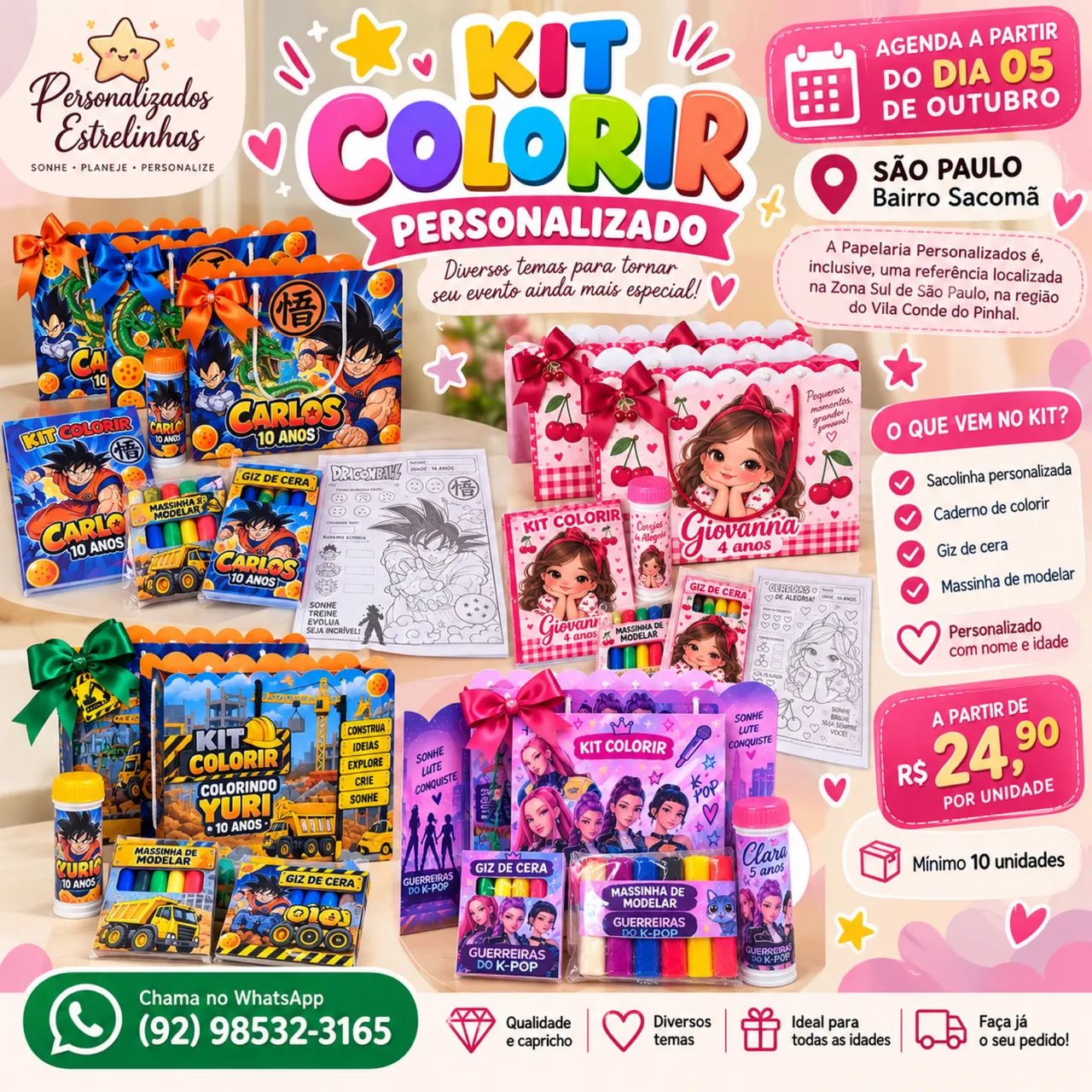 Kit colorir com sacolinha Personalizada 