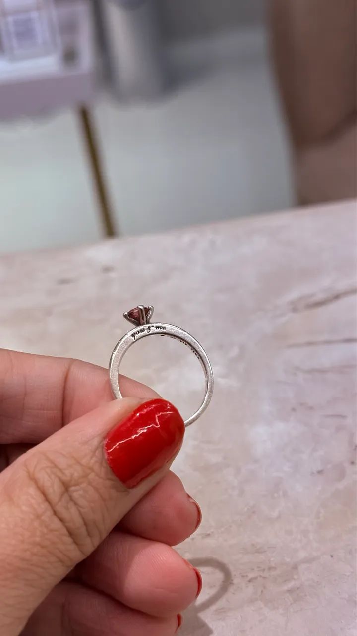 Anel Pandora Original Prata 925 com Pedra Rosa + Caixa - Foto 3