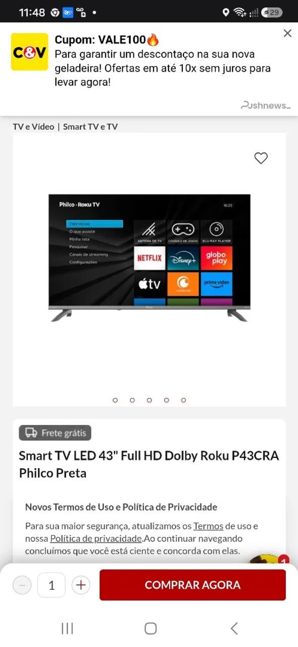 Tv 43 polegadas fhilco