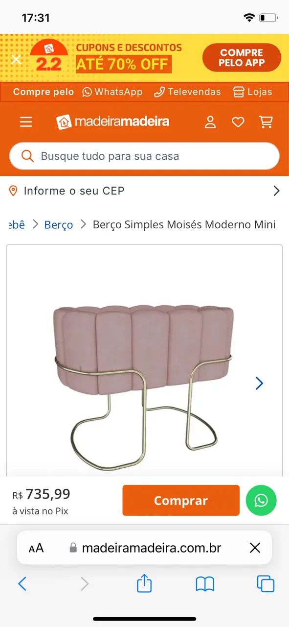 Berço Moisés luxo usado apenas 5x estado de novo perfeito para seu bebê  - Foto 3