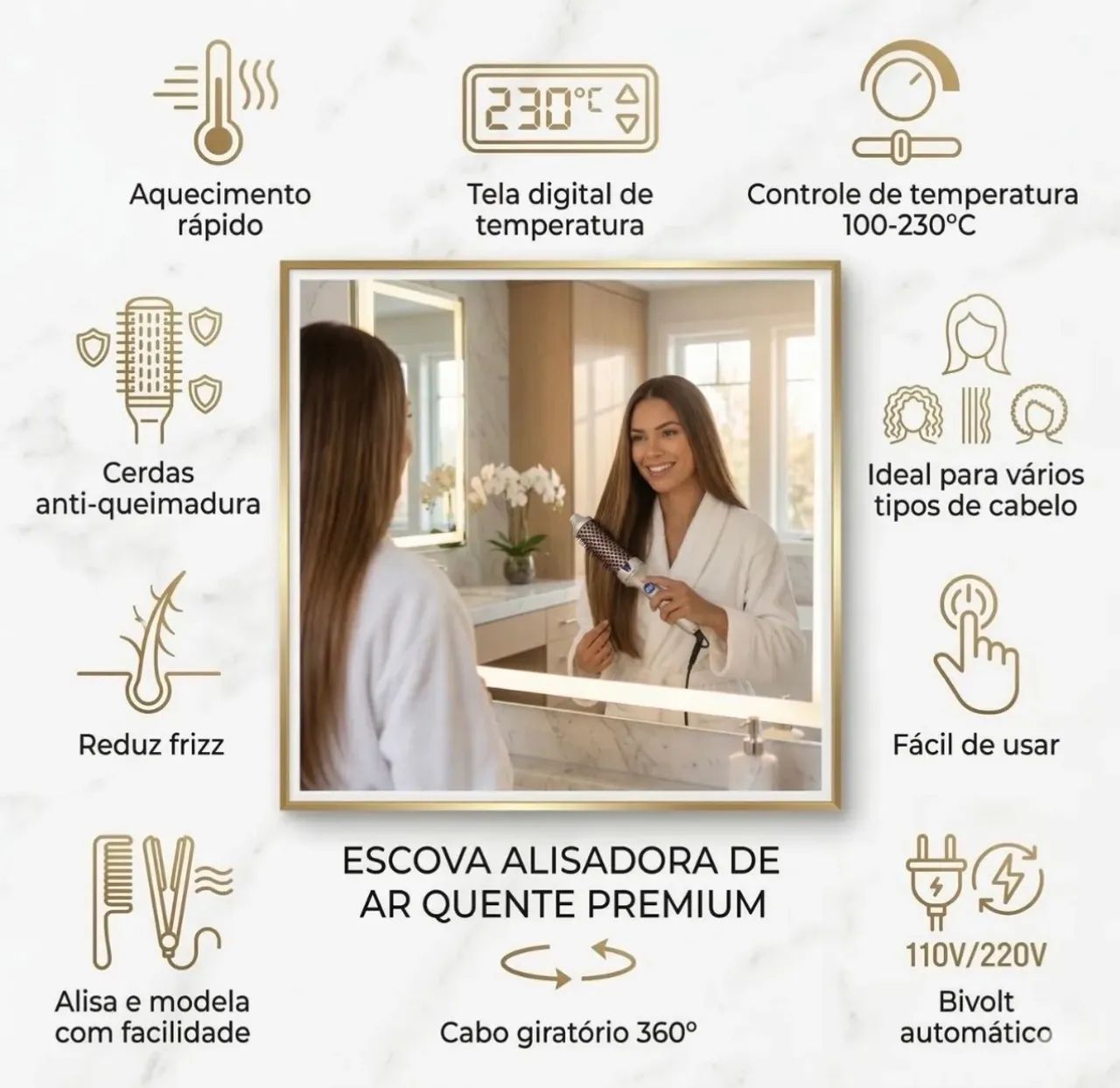Escova alisadora modeladora 