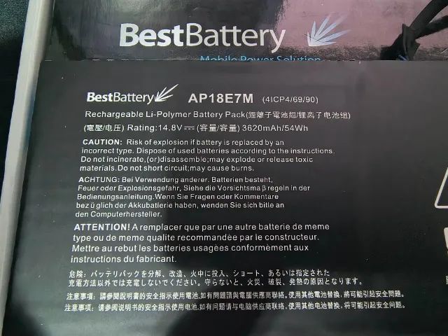 Bateria para notebook - AP18E7M - ACER