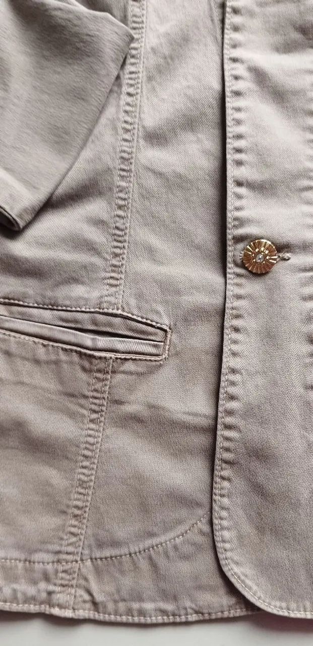 Blazer Tam G Marrom Claro Jeans com elastano  - Foto 3