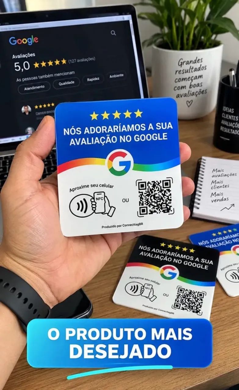 Placa NFC + QR Code Google Meu negócio! - Foto 2