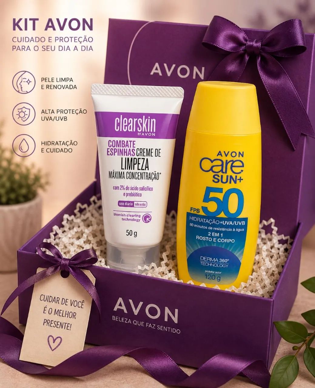 Kit de limpeza e Protetor Solar Corpo Rosto