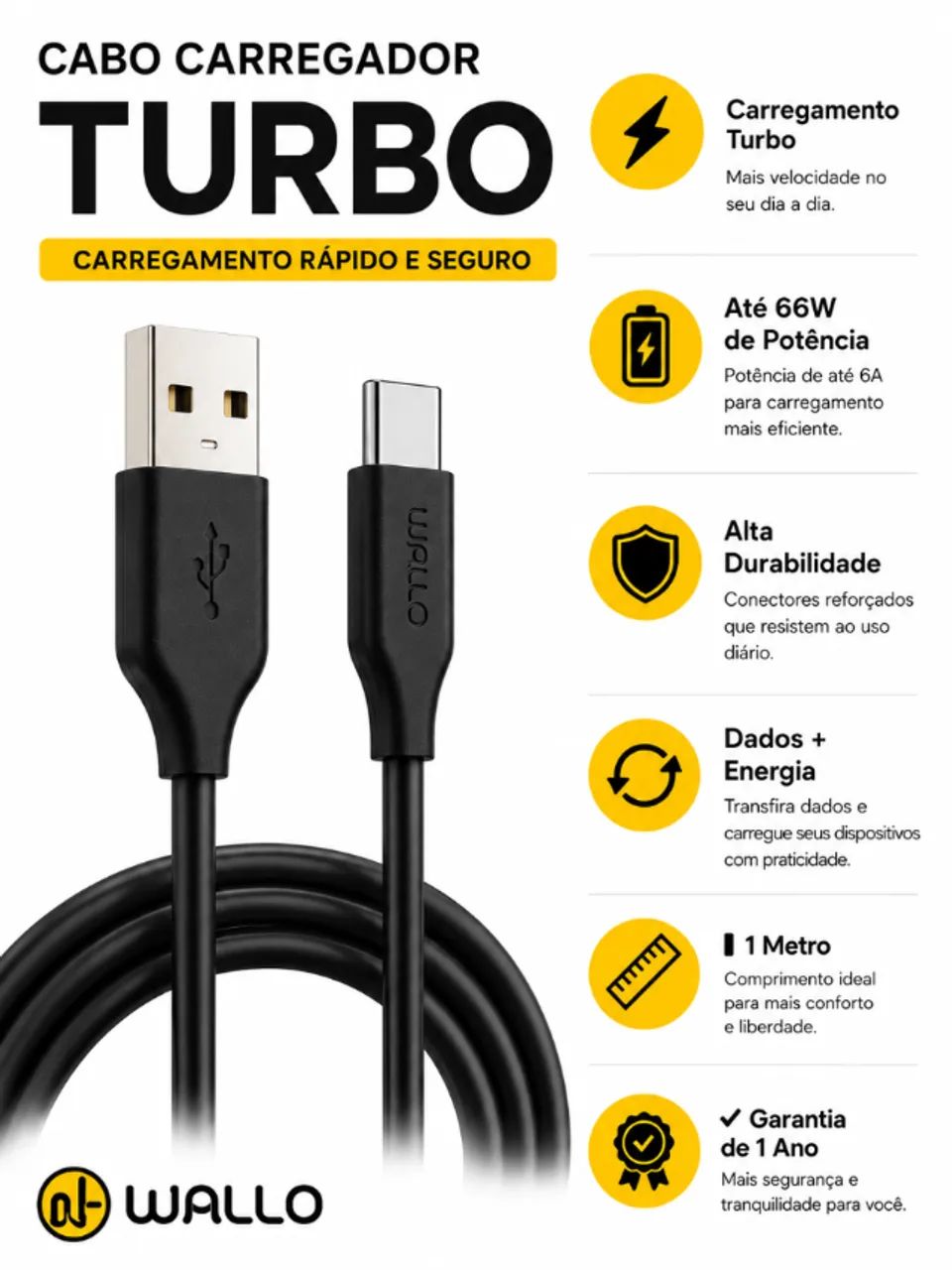 CABO USB TIPO C - TURBO 66W  - Foto 4
