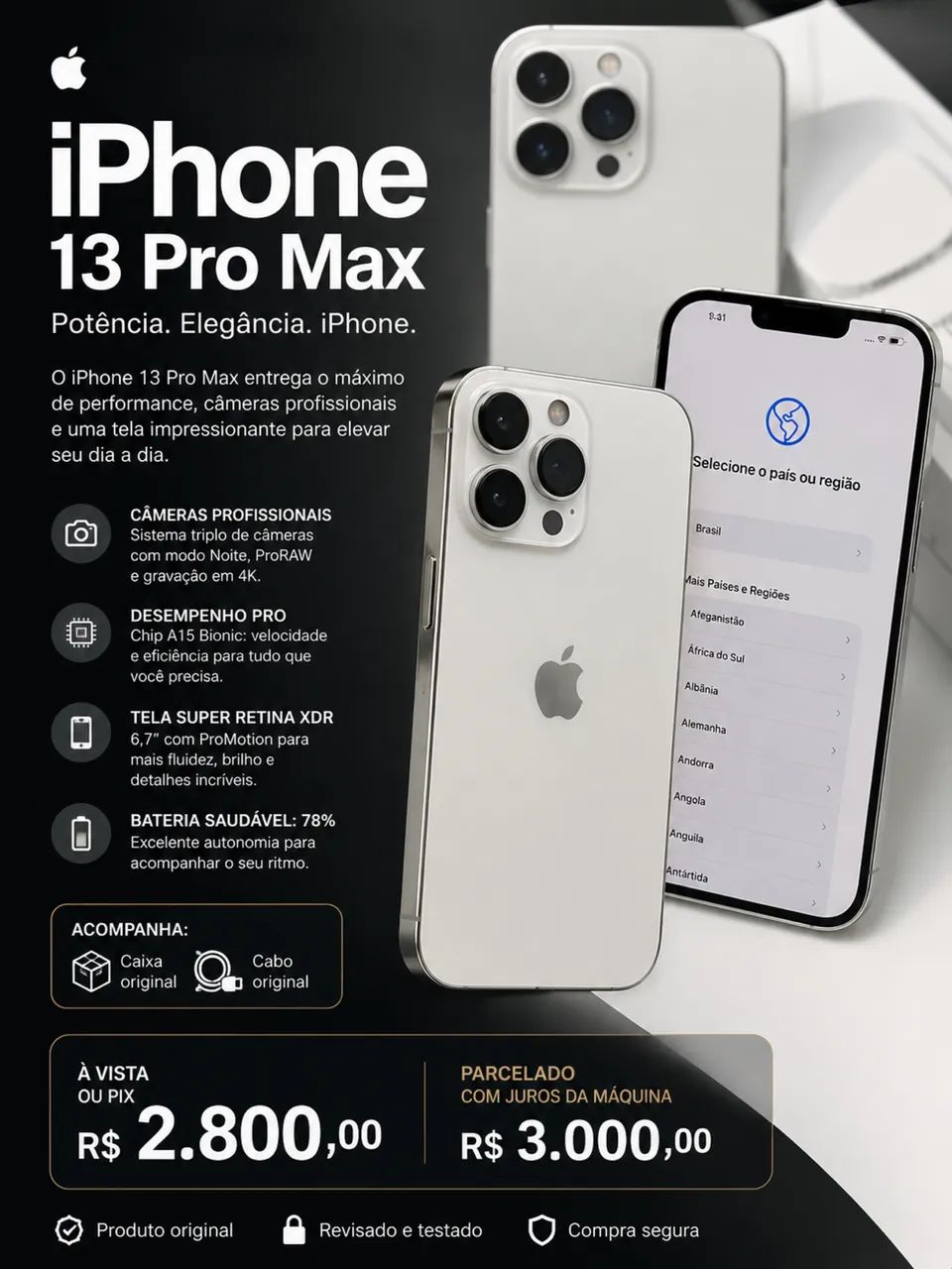 IPhone 13 Pro Max 256gb - Celulares e Smartphones - Nossa Senhora