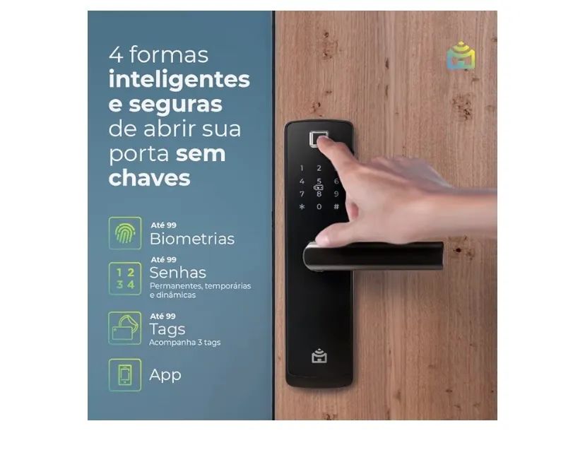 Fechadura Digital Positivo Wi-Fi de Embutir - Troco por Smartwatch - Foto 3