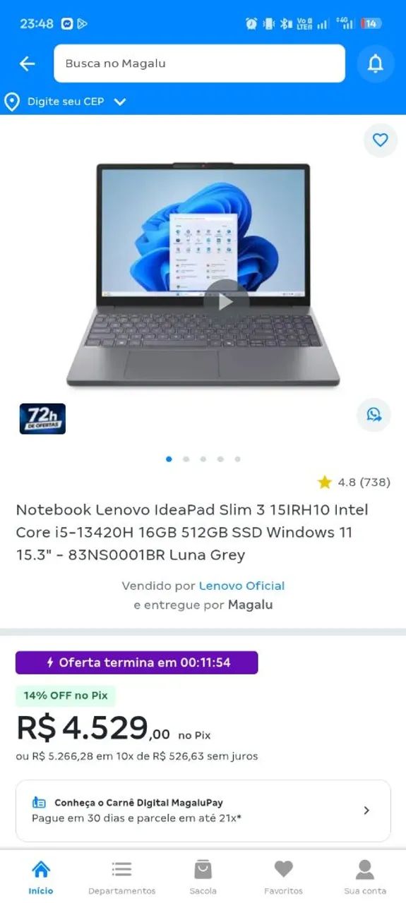 Notebook Lenovo/na garantia da loja ainda 