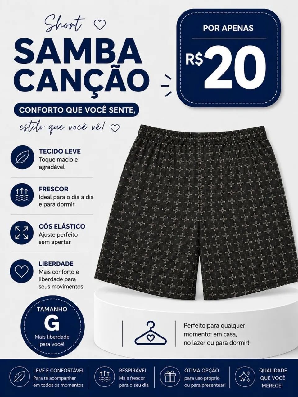 Short samba canção  - Foto 2