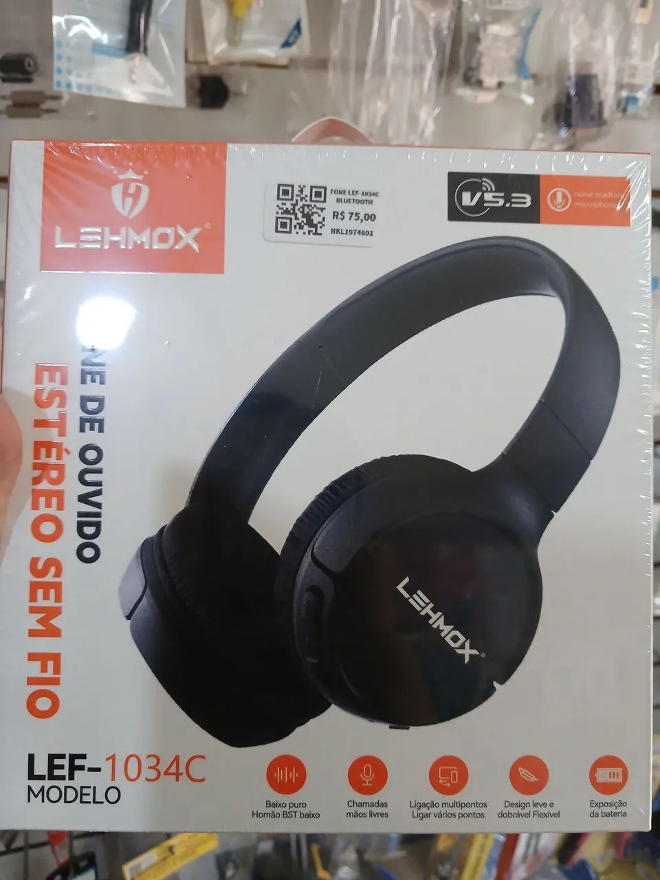 Fone Bluetooth 5.3 sem fio 