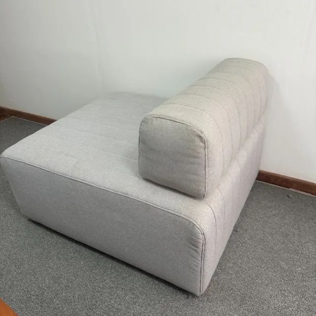 Módulo de Sofá Shazan Design 90x100 com Encosto Solto - Tecido em Linho Cinza Claro - Foto 2