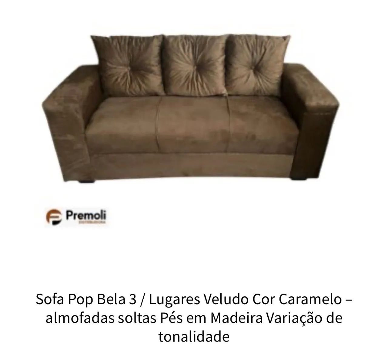 Sofá três lugares aveludado - Novo  - Foto 2