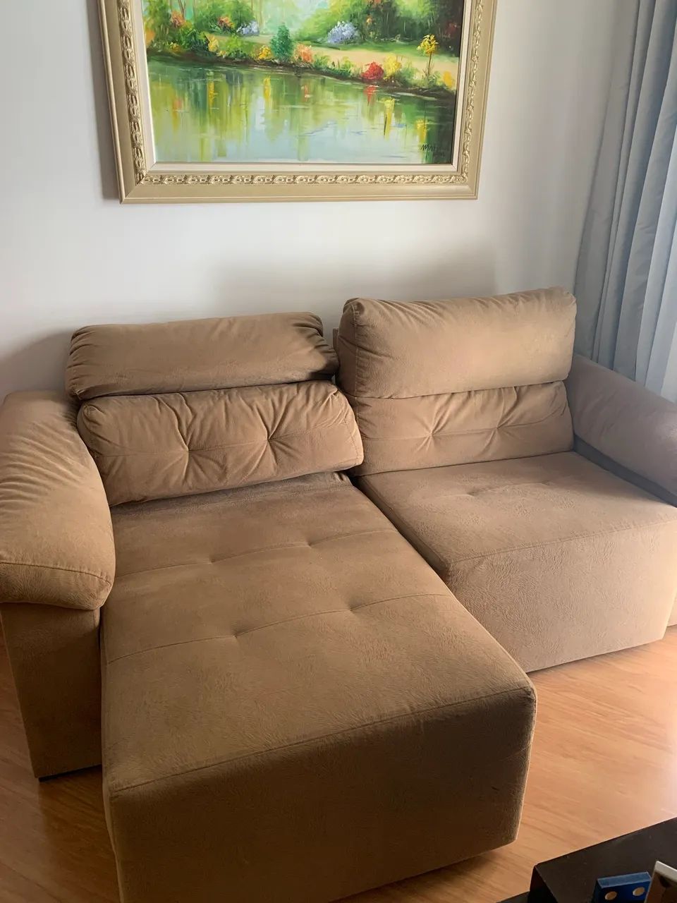 Sofá retrátil e reclinável de suede  - Foto 3