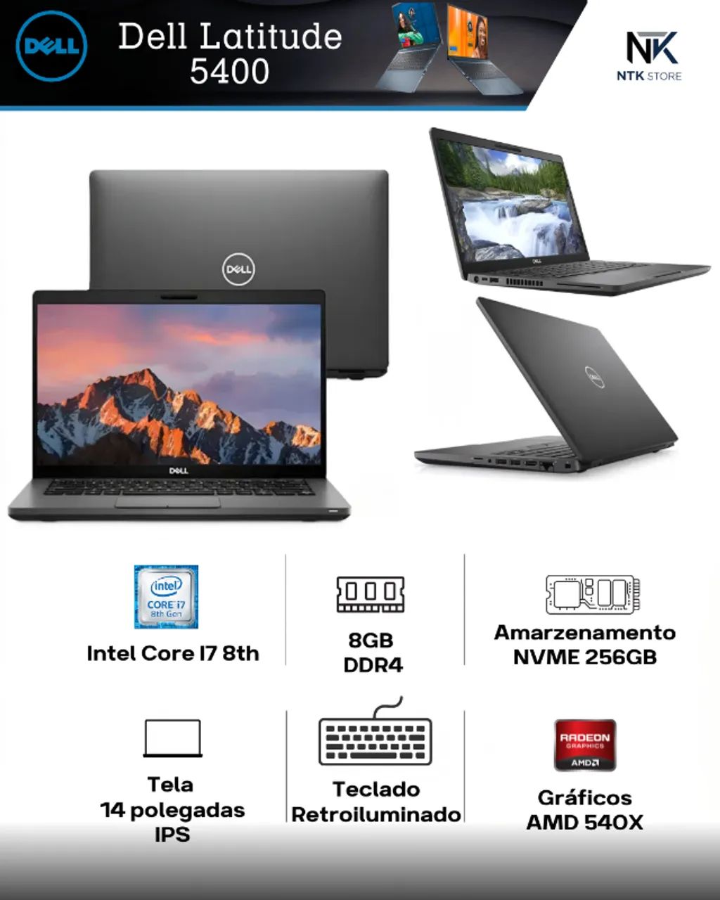 Notebook Dell Latitude 5400 i7 8th / 8GB DDR4/ e 256GB SSD NVME