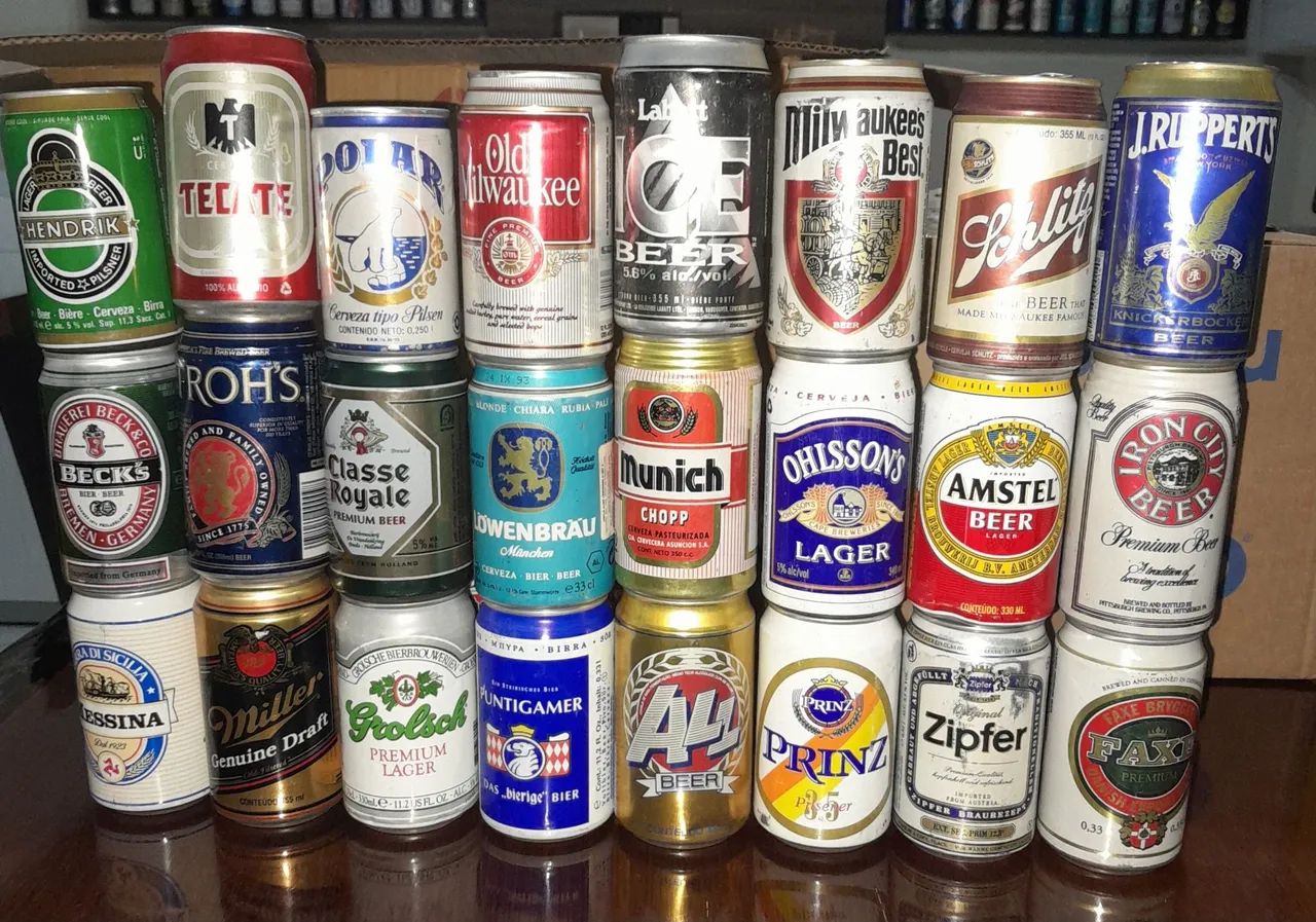 Colecao 24 latas cervejas antigas 