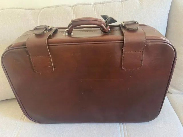 mala de couro vintage marrom - Foto 2