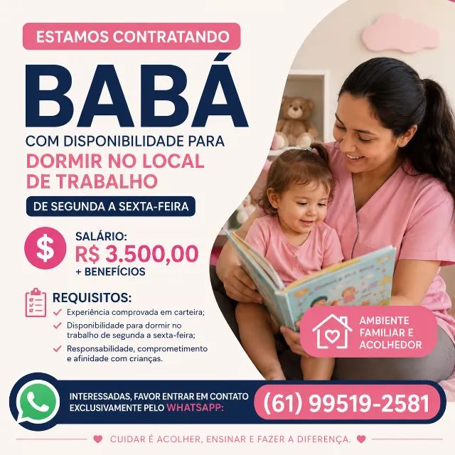 VAGA PARA BABÁ - DORMIR NO TRABALHO